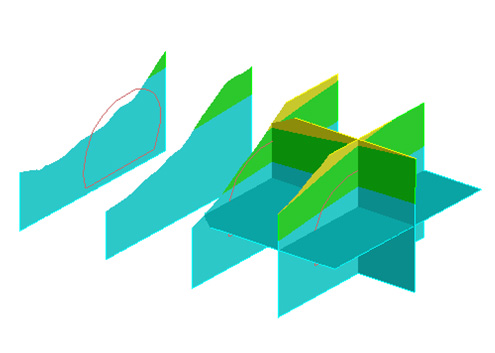 トンネル周囲の切断面を自動生成