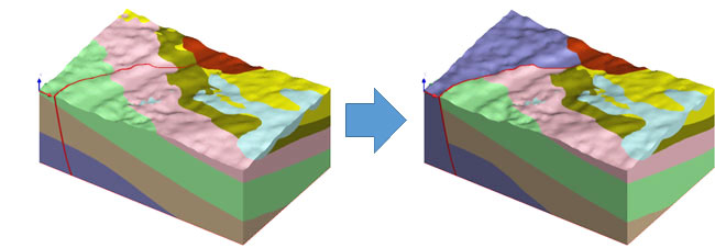 地層の連続性を制約する条件を付加して地質モデル推定した例