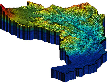 広域地下水流動解析結果例（流量分布図）