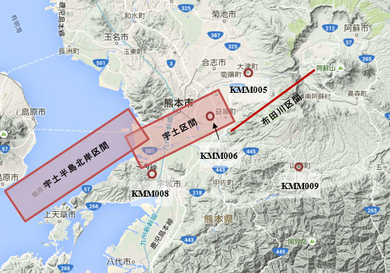 図-1　想定震源断層とK-NETの観測点