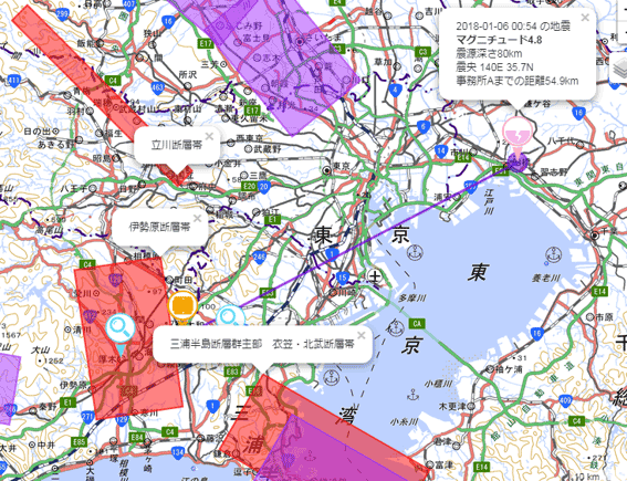 図-5　事務所近隣の想定地震断層の位置