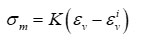 数式1（体積ひずみの発生を応力‐ひずみ関係で示す）