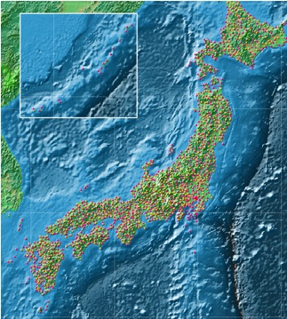 防災科学技術研究所強震観測網表示例