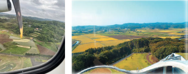 左:上空から見た壱岐の農地の様子
右:整備された水田の様子(令和6年度長崎の農林業・大区画に整備した水田地帯(壱岐市)より抜粋)