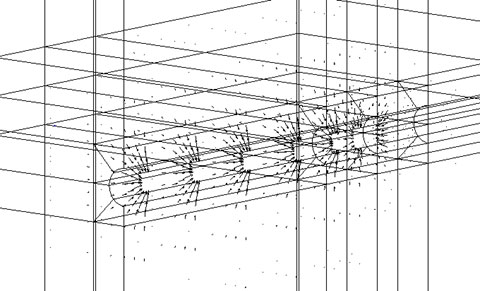 地下水流速ベクトル分布 t = 1.0e+4 (s)
