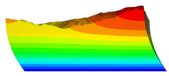 図2 増分変位分布(暖色:変位大)