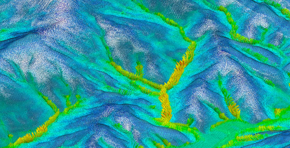 図3　流速ベクトル分布拡大（暖色：流速大）